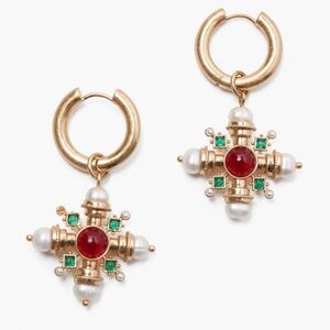 New! WeWoreWhat Vintage Gold Jewel Pendant Hoops